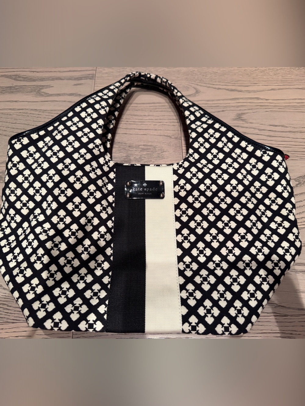 kate spade Black and Cream Geometric Stripe Tote